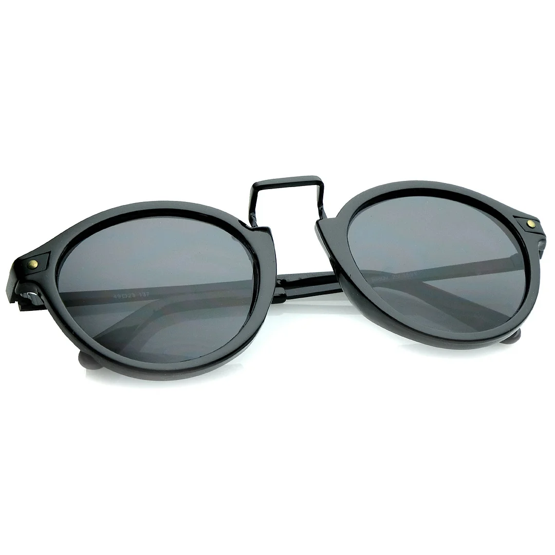 Retro Horn Rimmed Metal Nose Bridge P3 Round glasses 50mm