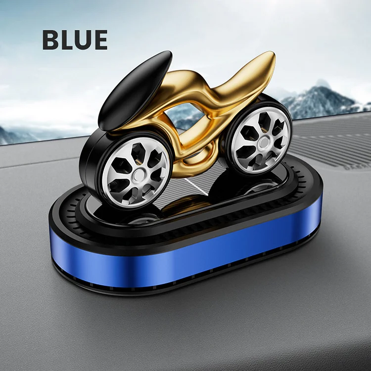 Solar-powered rotating motorcycle-shaped car air freshener