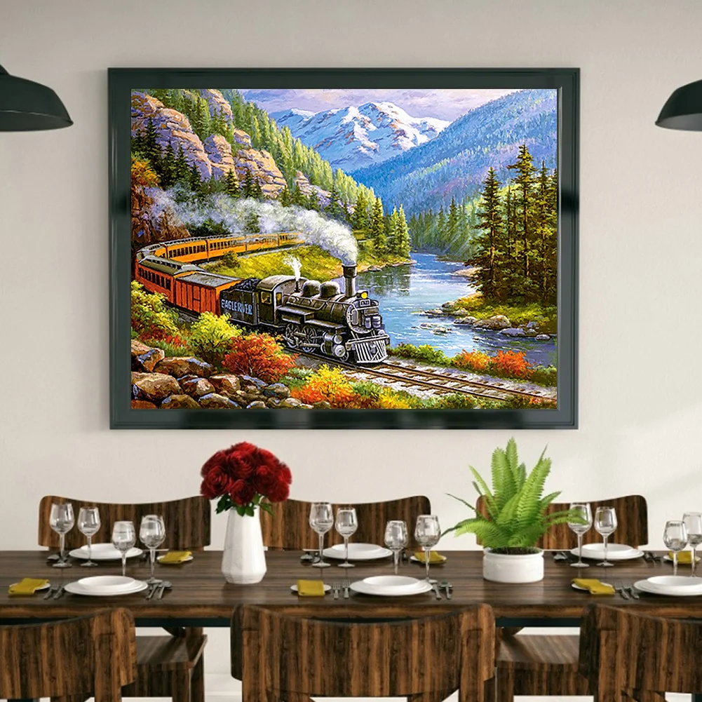 Diamond Painting - Full Round Drill - Train Park(40*30cm)