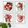 12pcs Red Roses In Vase-11CT Stamped Cross Stitch Set 12.5*12.5cm/4.92*4.92in tapestrymarket