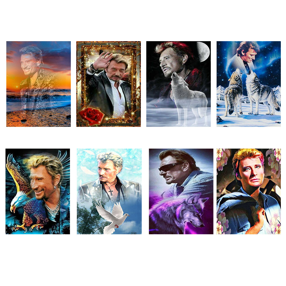 

Rock Singer Johnny Halliday - Round Drill Diamond Painting - 30*40CM, 05, 501 Original