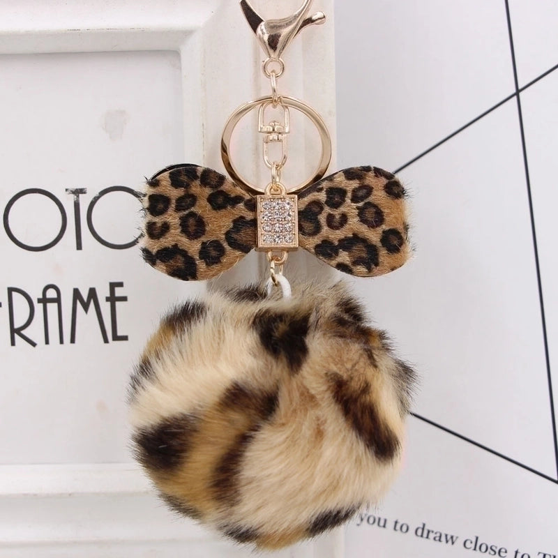 1 Piece Fashion Bow Knot Leopard Pu Leather Women’s Bag Pendant Keychain