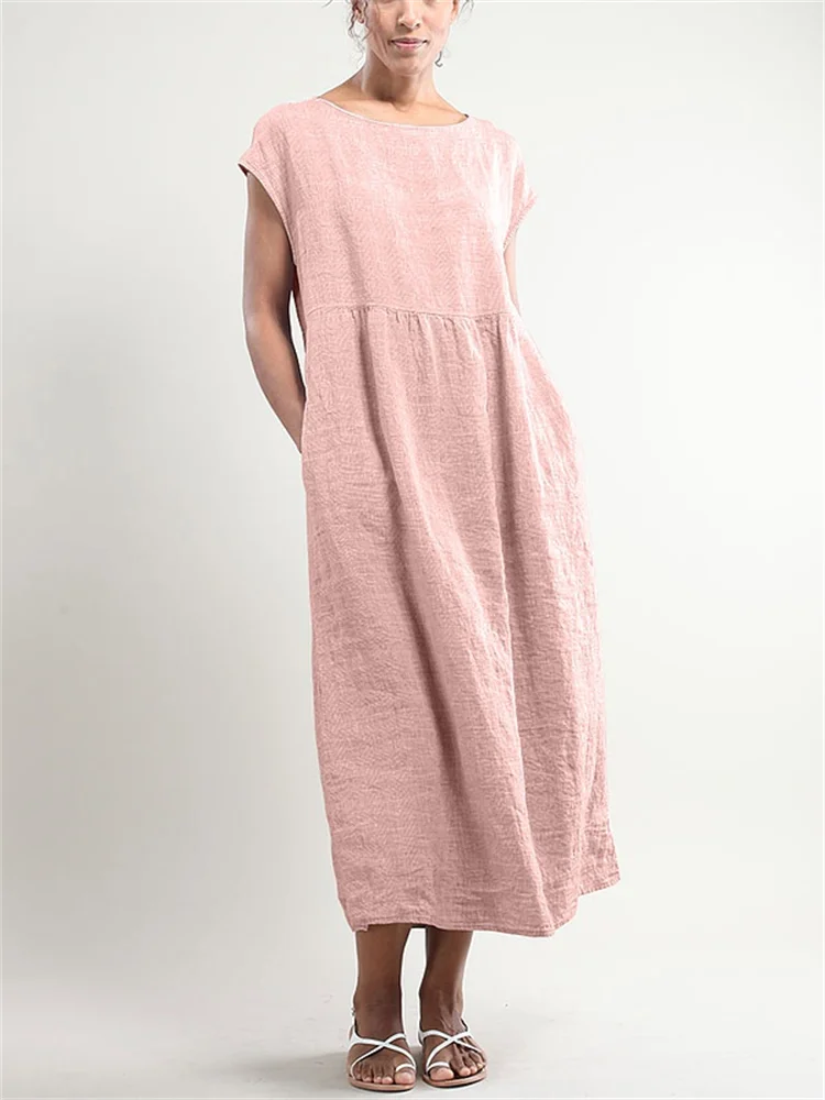 Pleated Wide Skirt Maxi Dress