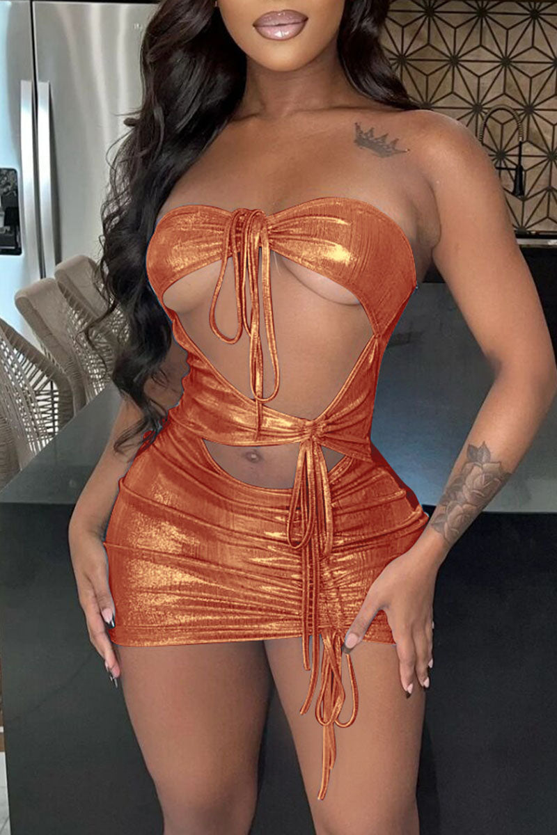 Sexy Solid Asymmetrical Strapless One Step Skirt Dresses(11 Colors) main image 0