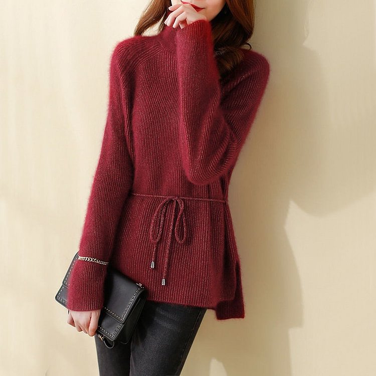 Elegant Long Sleeve Plain Sweaters