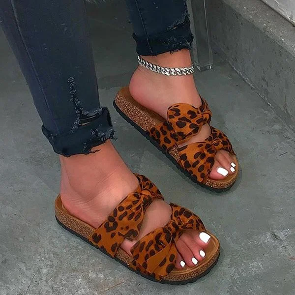 Women Comfy Double Bowknot Slip On Sandals