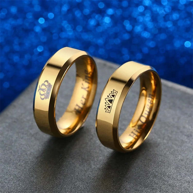 Her King & His Queen High Polished Couples Rings (2 Colors)