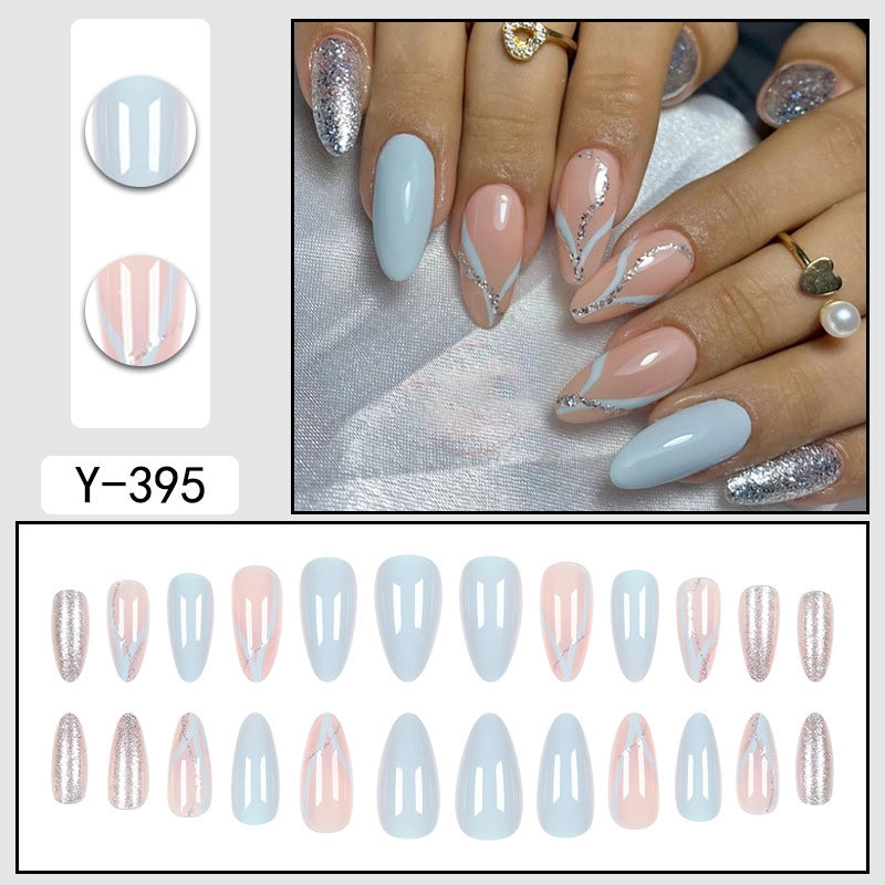 Sweet Color Block Heart Shape ABS Press-on Nails 1 Set