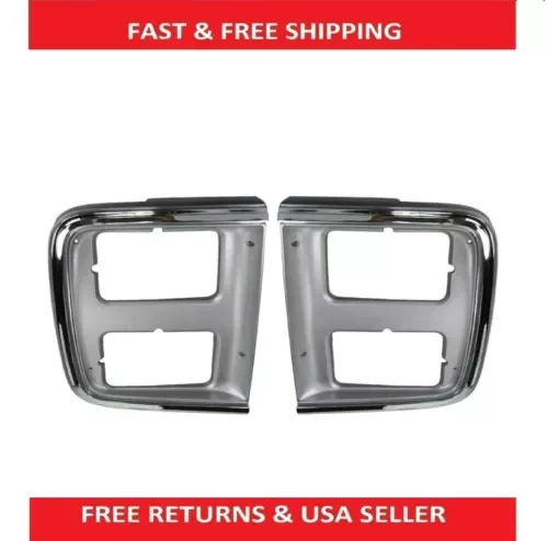 Dronehint Chrome Headlight Trim Bezel for Dual Headlights Pair Set for 85-91 GMC Chevy Van (For: GMC) Parts