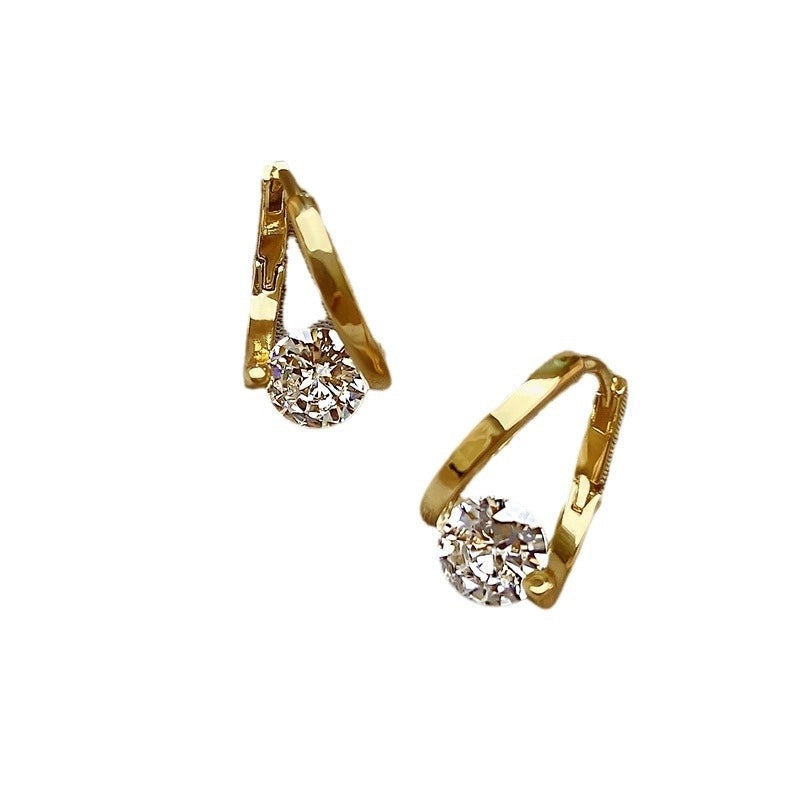 Geometric Micro-inlaid Zircon Earrings Korean Niche Earrings Earrings Women’s Exquisite  Temperament Earrings