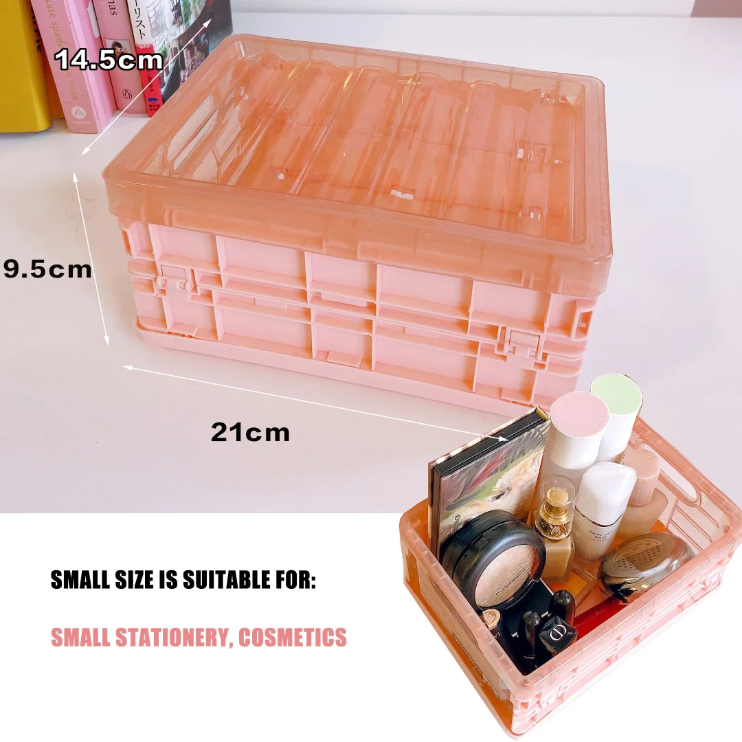 W&G Folding Plastic Desktop Storage Box Set Home Organizer Box Container Sundries Clothes Bookbox Large Storage Box Cover 2021