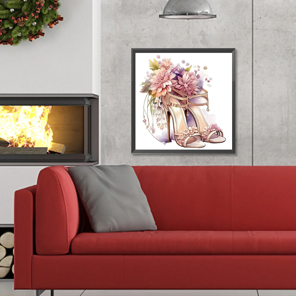 Full Round Diamond Painting 30*30cm - Flower High Heels