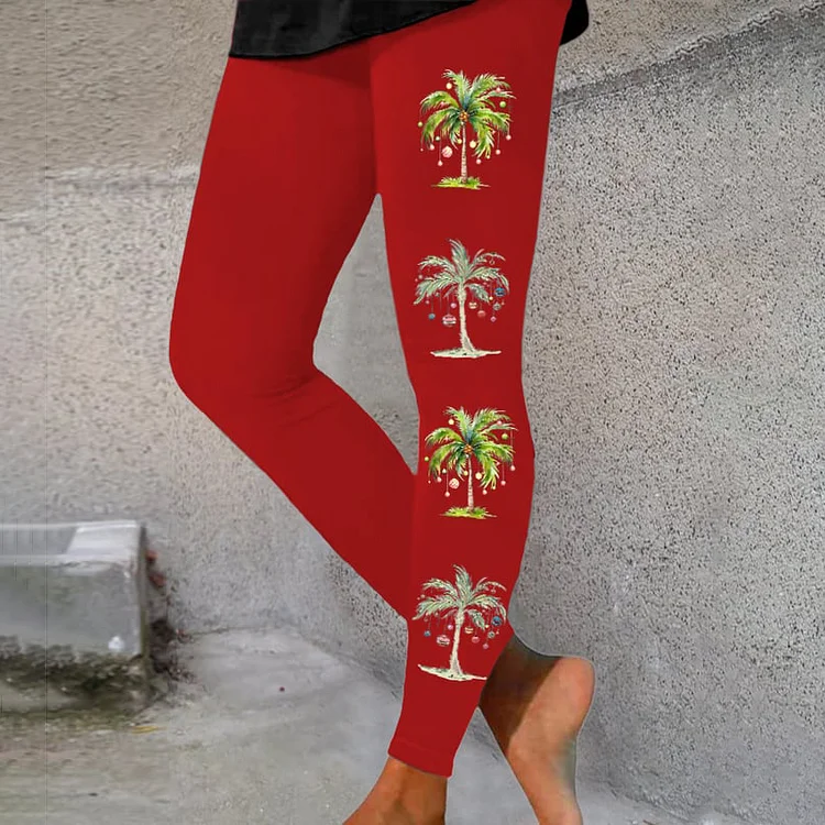 Comstylish Mele Kalikimaka Printed Casual Leggings