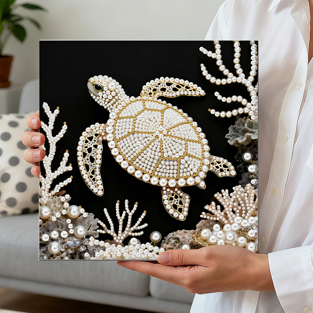 Turtle DIY Pearl Art Diamond Painting Kit for Adults Home Decor 25x25cm With Frame