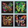 4PCS Diamond Painting -DIY Round Drill Love Butterfly Flower