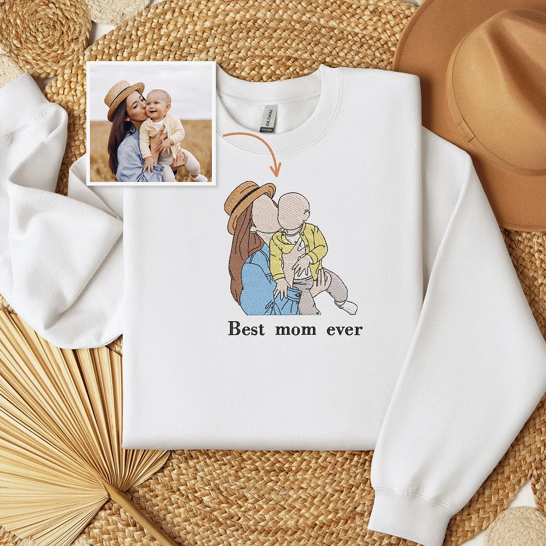 Custom Embroidered Gifts from Daughter, Custom Photo Embroidered Sweatshirt