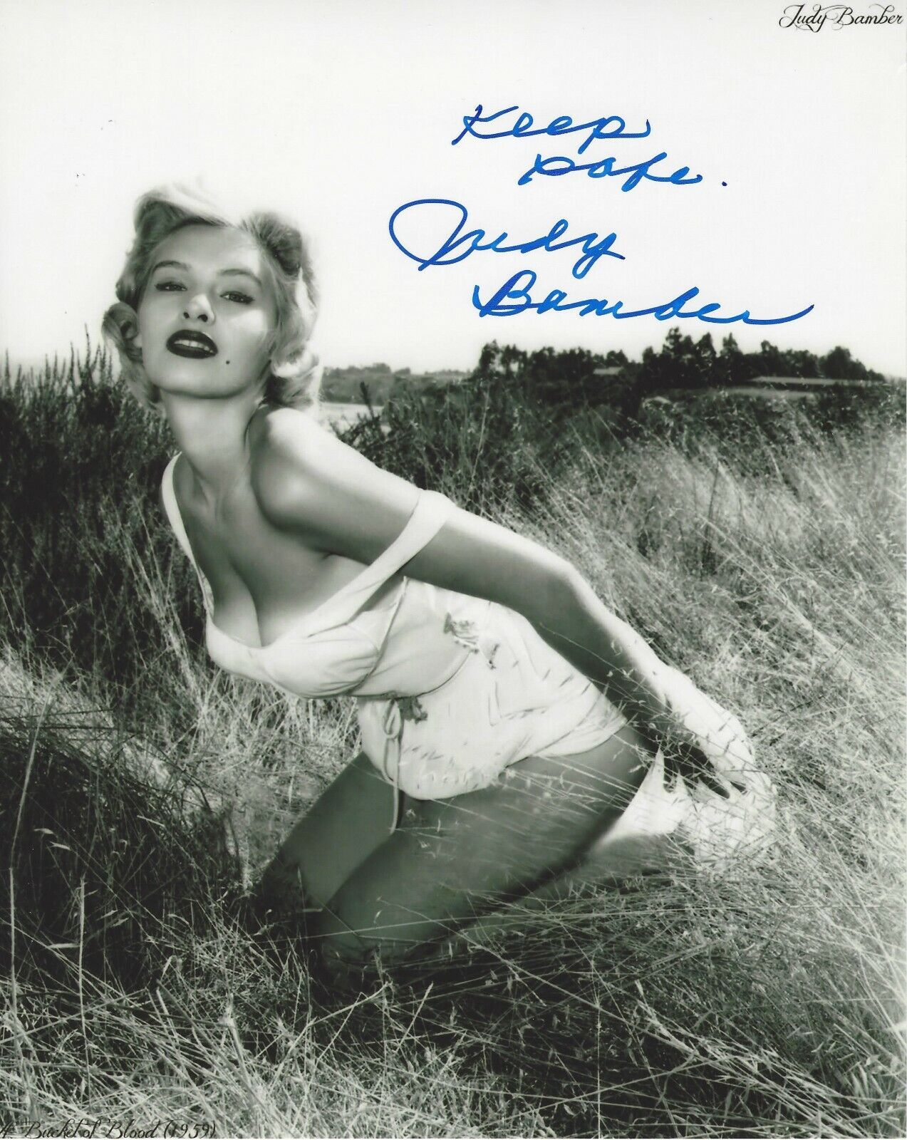 JUDY BAMBER SIGNED AUTHENTIC 8x10 Photo Poster painting SEXY BLONDE ACTRESS BOMBSHELL E w/COA