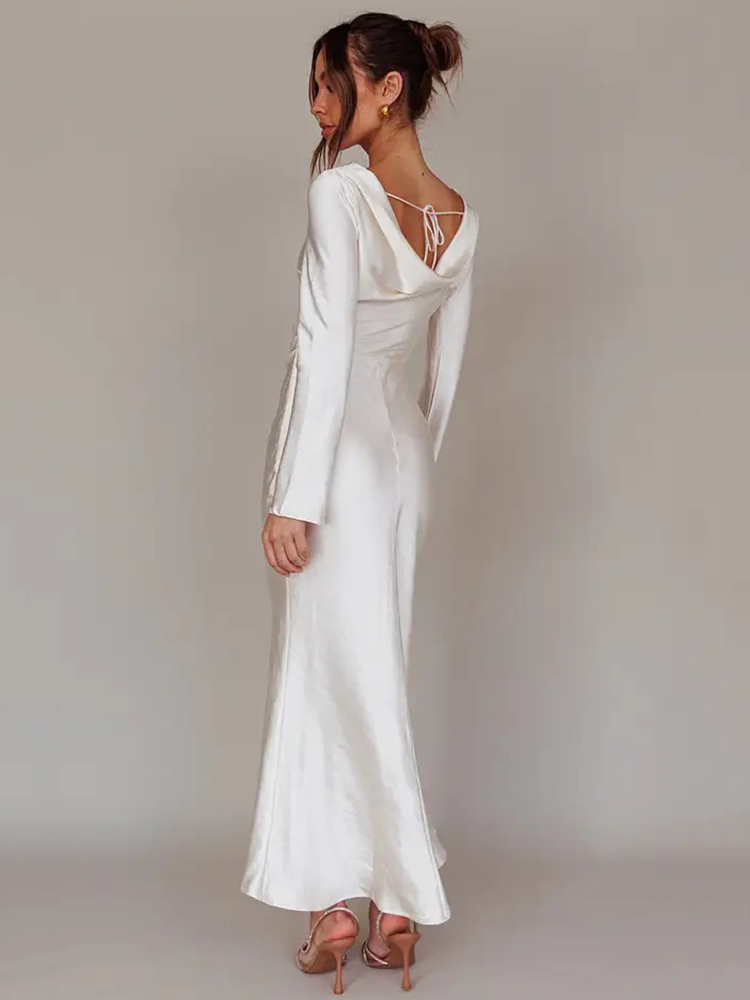 Bodycon Long Sleeve Women's Dress Party Club Evening Dress Female Slim Fit Round Neck Solid Long Dress Autumn New 2025