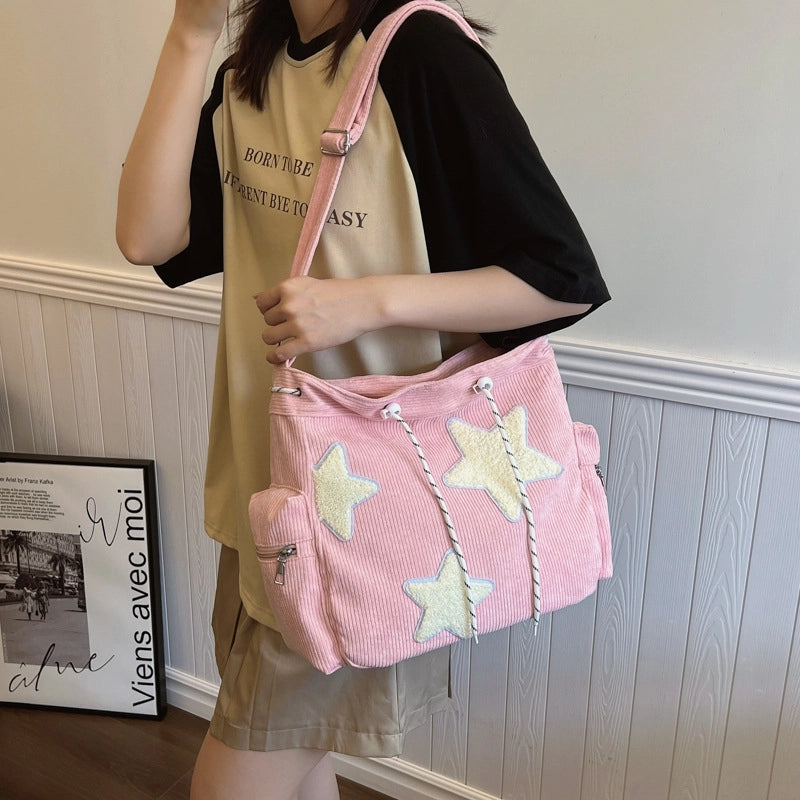New Cute Five-pointed Star Bag Women's Large Capacity Student Class Shoulder Bag Casual Sweet Crossbody Bag