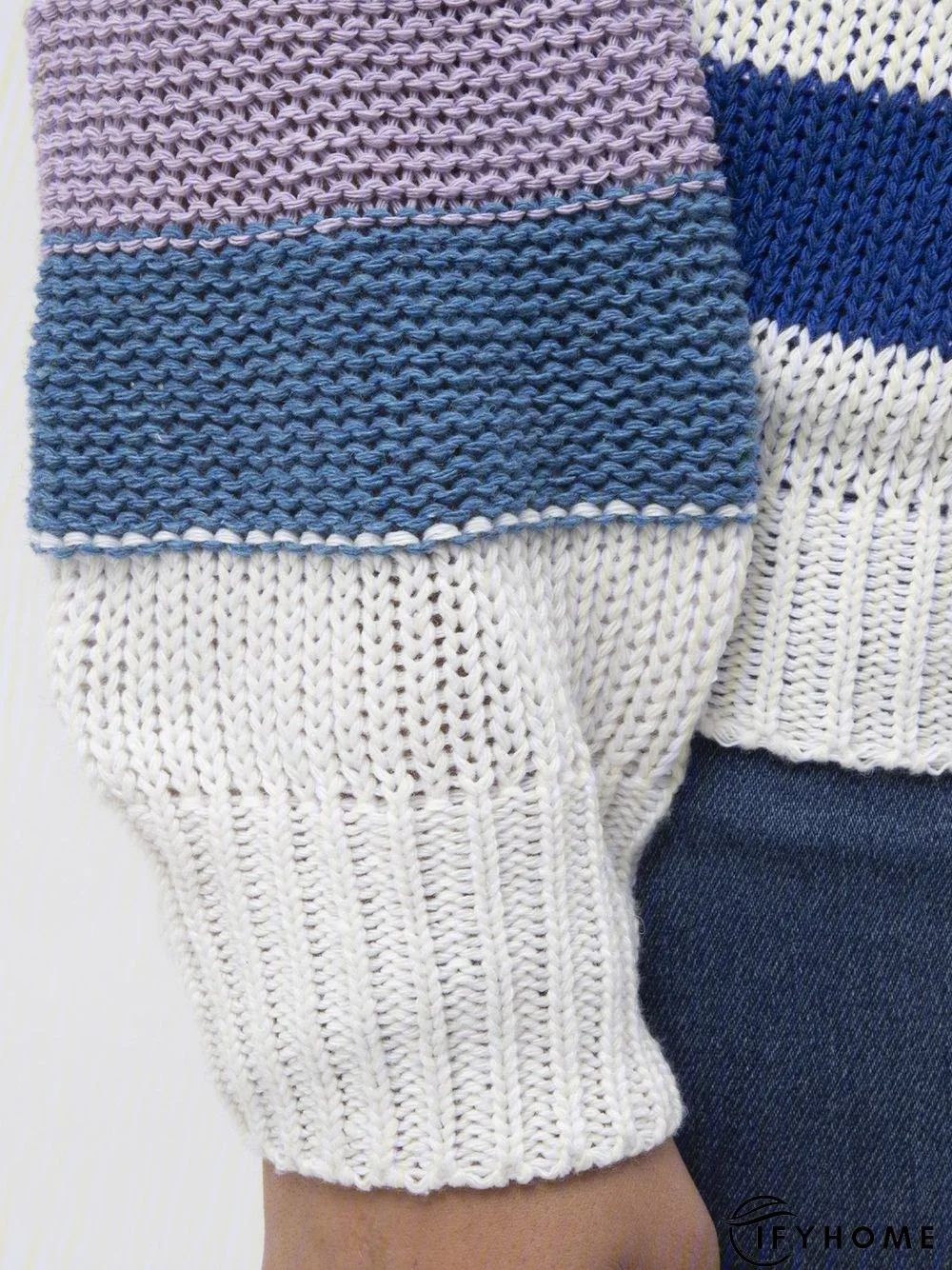 Multicolor Striped Long Sleeve Statement Sweater | IFYHOME