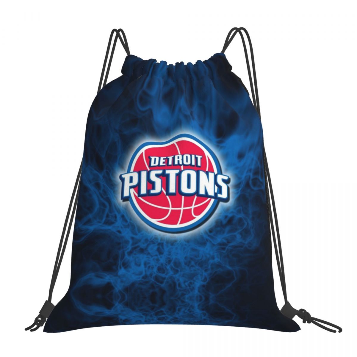 Detroit Pistons Flaming Blue Logo Unisex Drawstring Backpack Bag Travel Sackpack