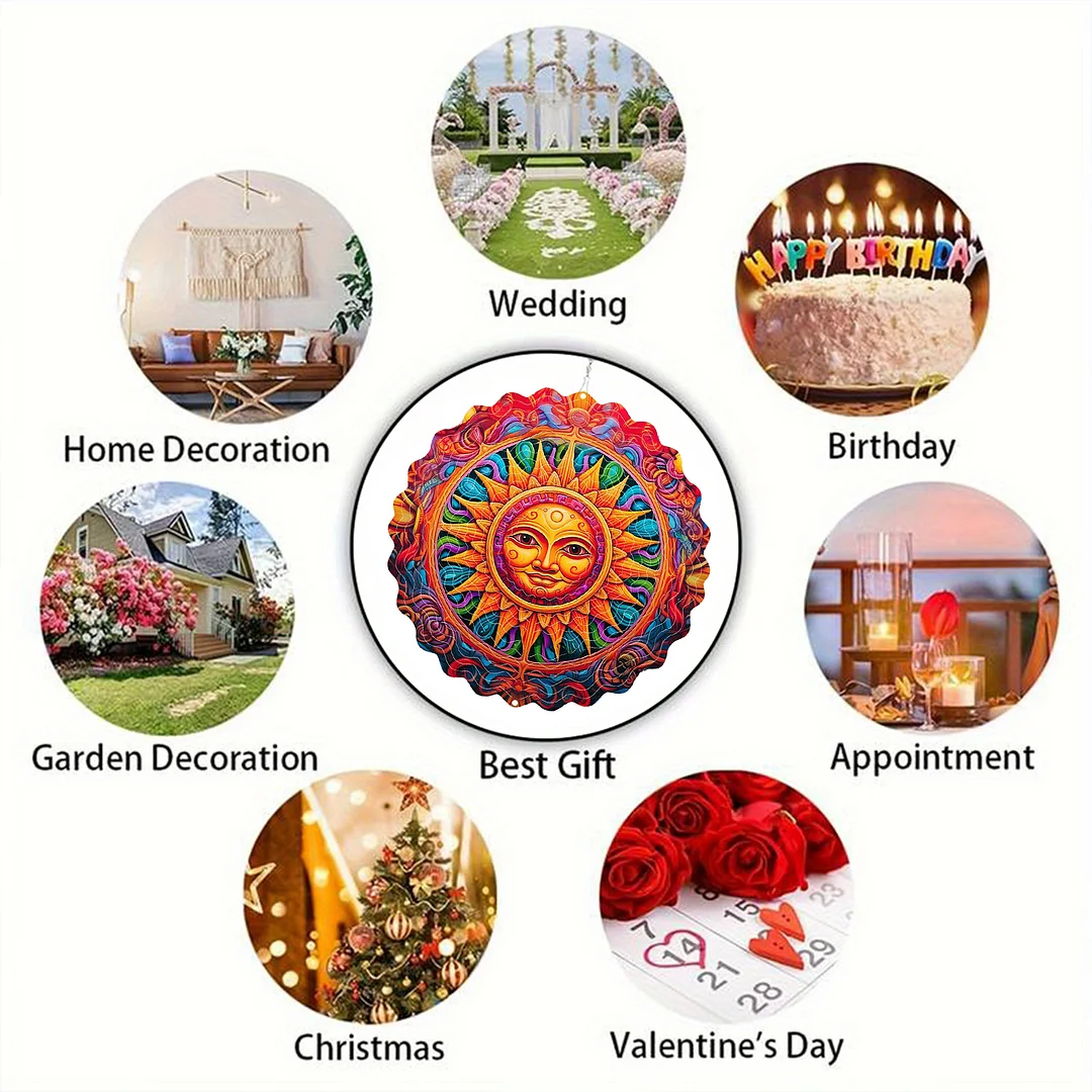 Mandalas Hanging Wind Spinner 360 Degree Rotating 3D Garden Wind Spinners 10-Inch Hanging Wind Catcher Art Gift for Home Garden Halloween Christmas (08)