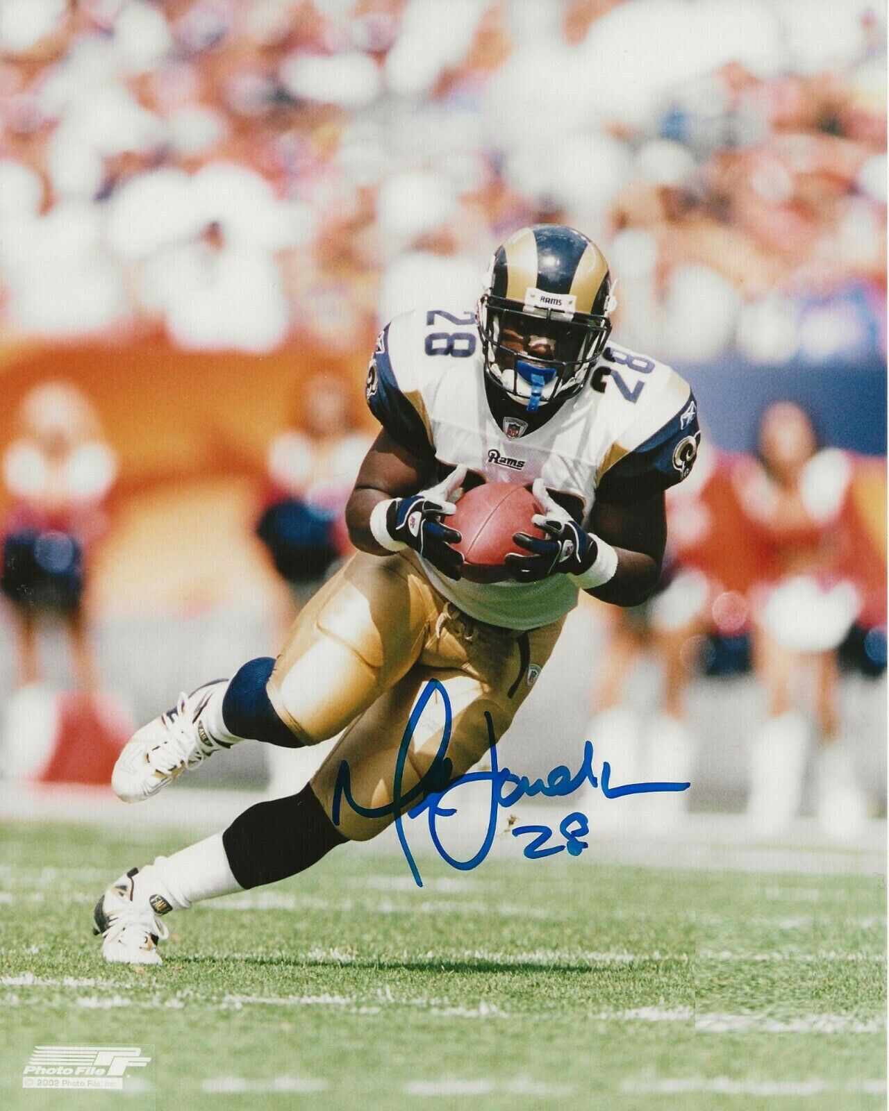 Marshall Faulk Signed Autographed 8 x 10 Photo Poster painting ( RAMS HOF ) REPRINT