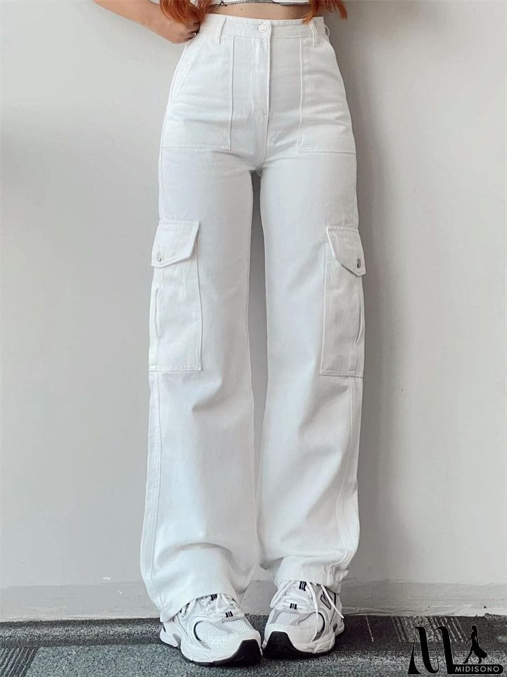 MidiSono - Ladies Temperament Leisure Multi-pocket Trousers