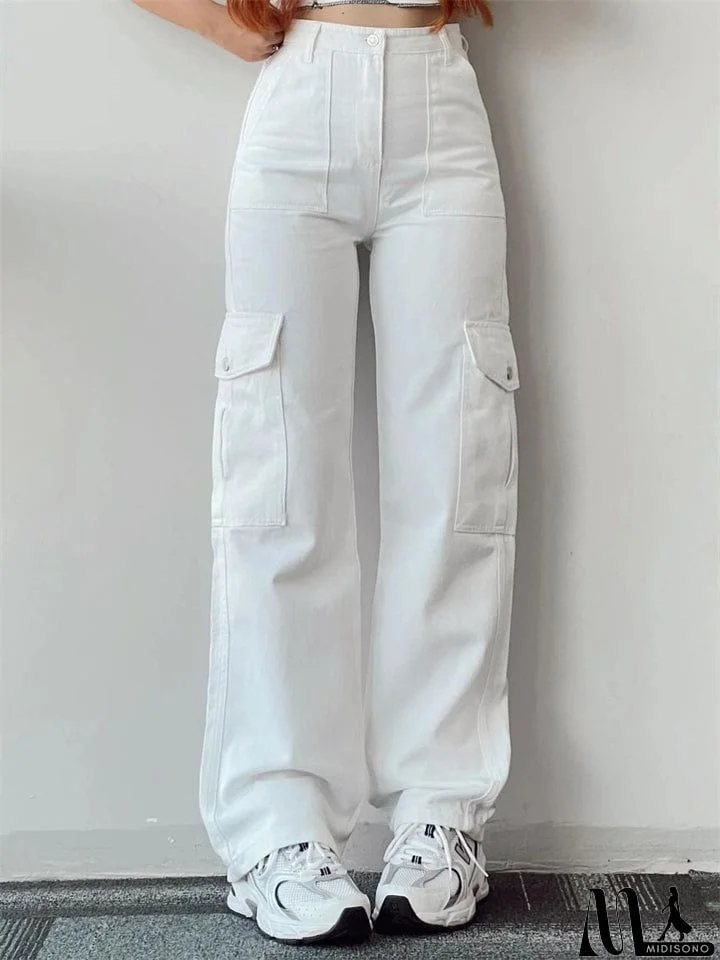 MidiSono - Ladies Temperament Leisure Multi-pocket Trousers