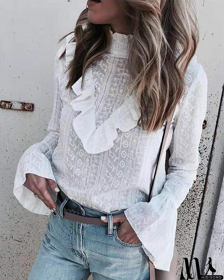 MidiSono - Fashion Sexy Casual Long-Sleeved Embroidered Shirt Top