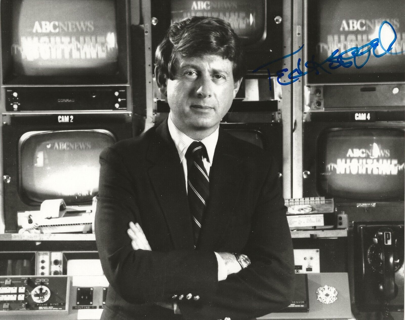 Ted Koppel REAL hand SIGNED Photo Poster painting #1 COA Journalist Nightline News Anchor