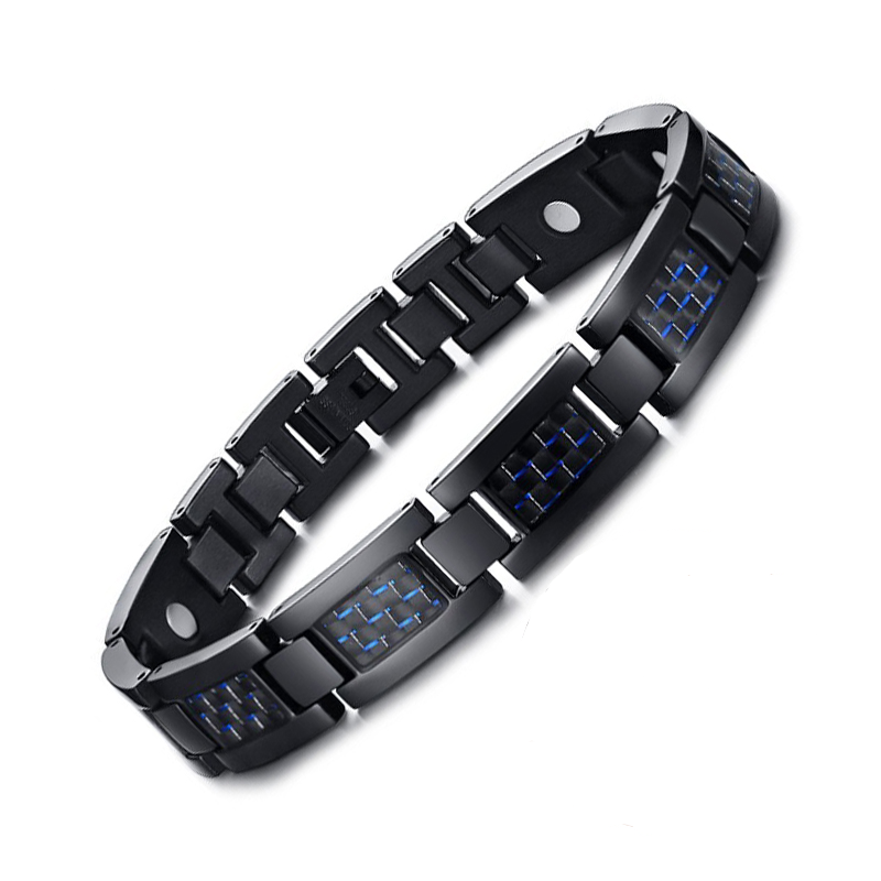 Stainless Steel Carbon Fiber Magnetic Therapy Bracelet For Men