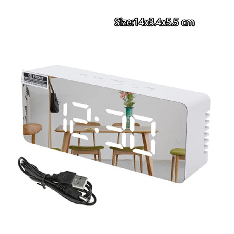 Digital Alarm Clock LED Mirror Electronic Clocks Multifunction Large LCD Display Digital Table Clock with Temperature Calendar