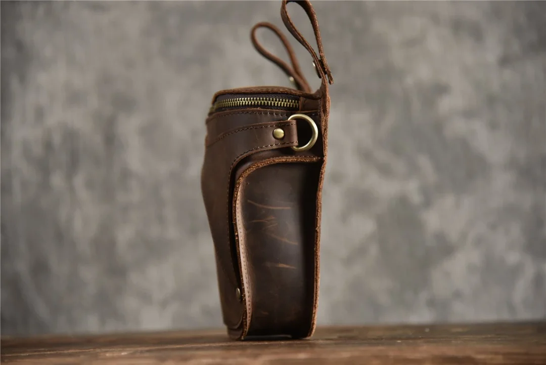 Fanny Pack for Men, Genuine Leather Outdoor Locomotive Waist Bag Shoulder Bag