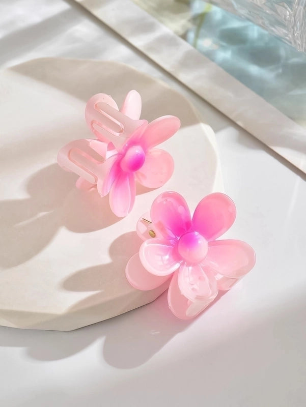 2 Pieces Women’s Sweet Flower Arylic Hair Claws