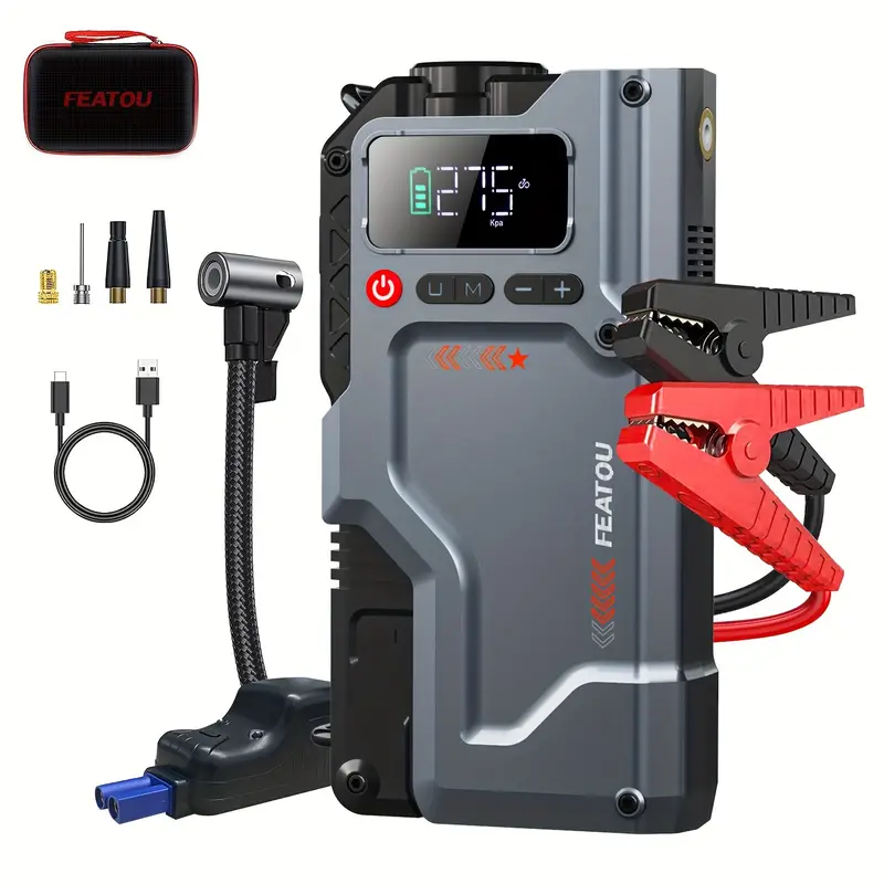 jump starter with air compressor 5 in 1 function jump box 2500a 150psi pack with digital tire inflator car battery charger portable for 8 5l gas or 7 0l details 1