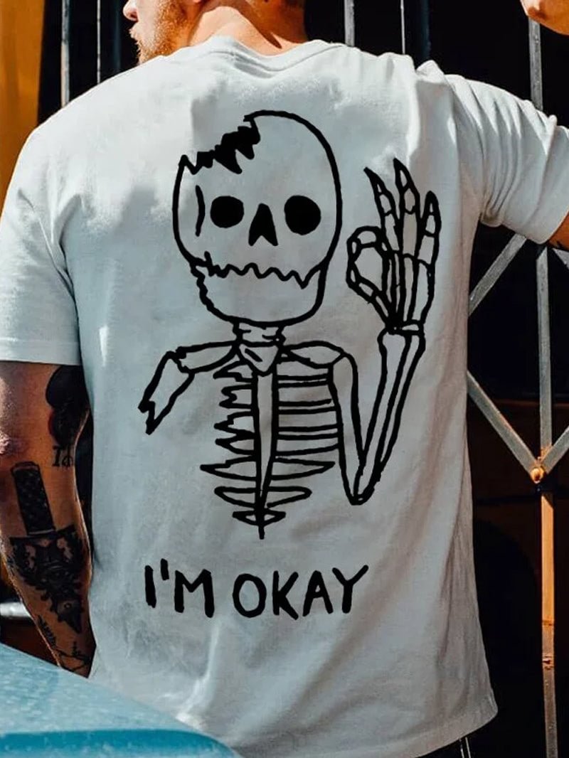 Men's I M OKAY Skull Short-Sleeved Shirt in  mildstyles
