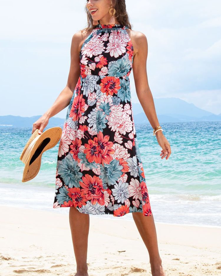 Kailani Floral High Neck Dress