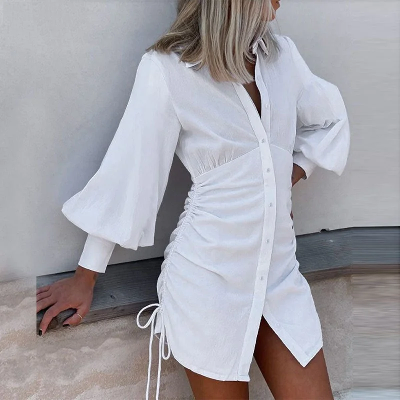 Chic Long Sleeve Mini Shirt Dress