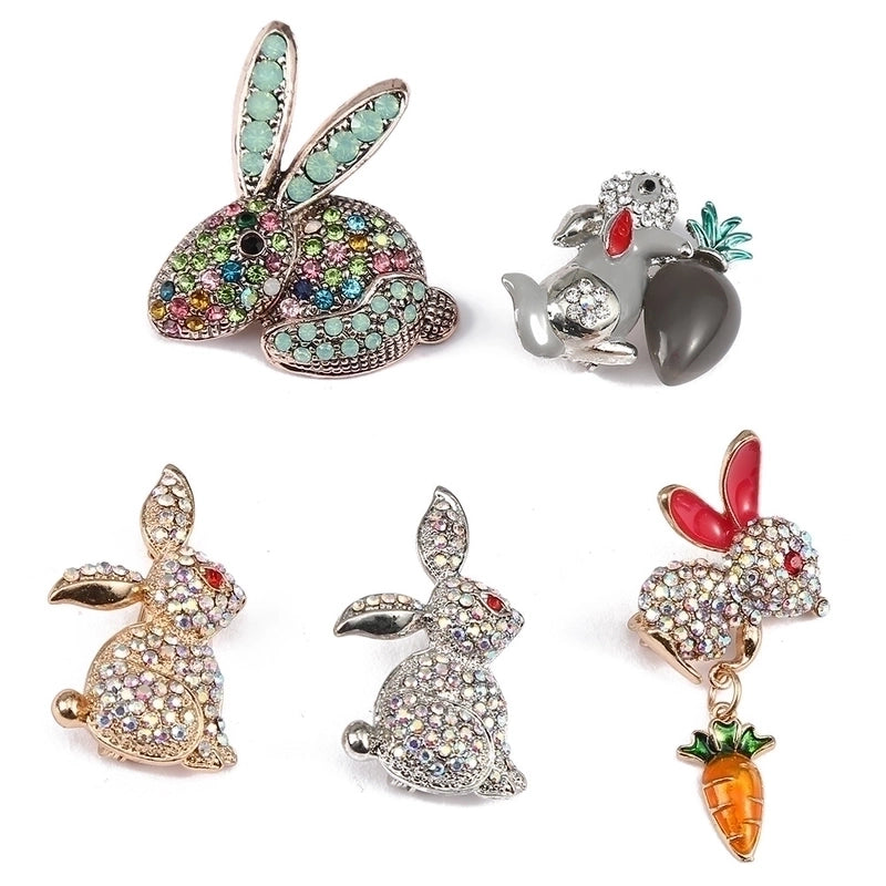 Retro Pin Rabbit Carrot Alloy Enamel Artificial Rhinestones Women’S Brooches