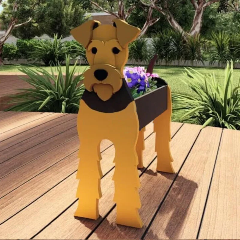 Airedale terrier planter