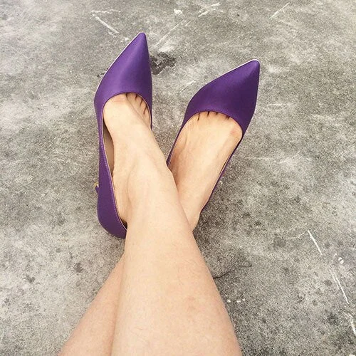 LOURDASPREC Customized Brand Shoes Woman High Heels Pumps Slip On Purple Microfiber Basic Sandals Wedding/Party Super High Shoes
