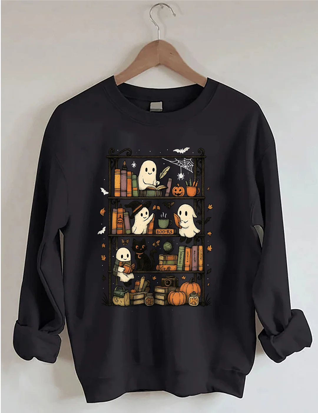 Retro Halloween Bookshelf Sweatshirt