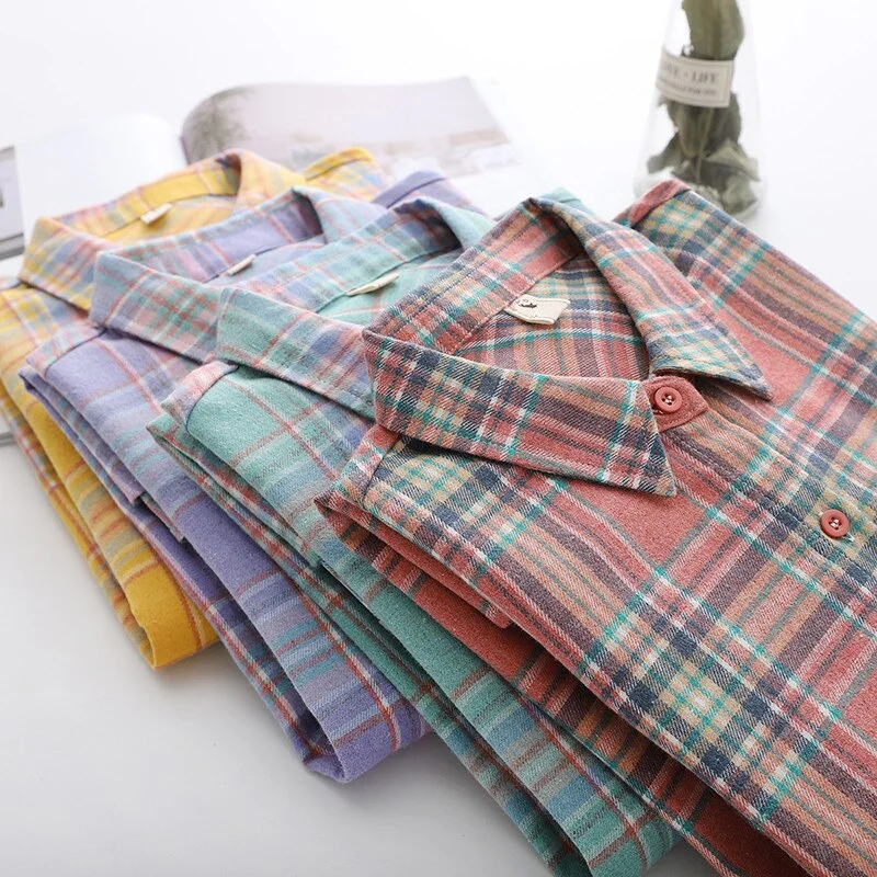 Women Blouses Shirts Tunic Womens Tops 2020 Long Sleeve Clothing Button Up Down Plaid New Fashion Autumn Turn-down Collar Good
