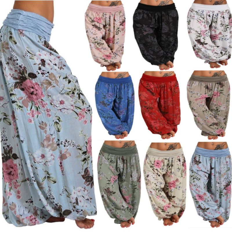 Flowers Printed Ladies Comfortable Harem Casual Pants