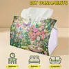 (24cm)Diamond Art Tissue Box DIY PU Napkin Cover for Home(Butterflies and flowers)