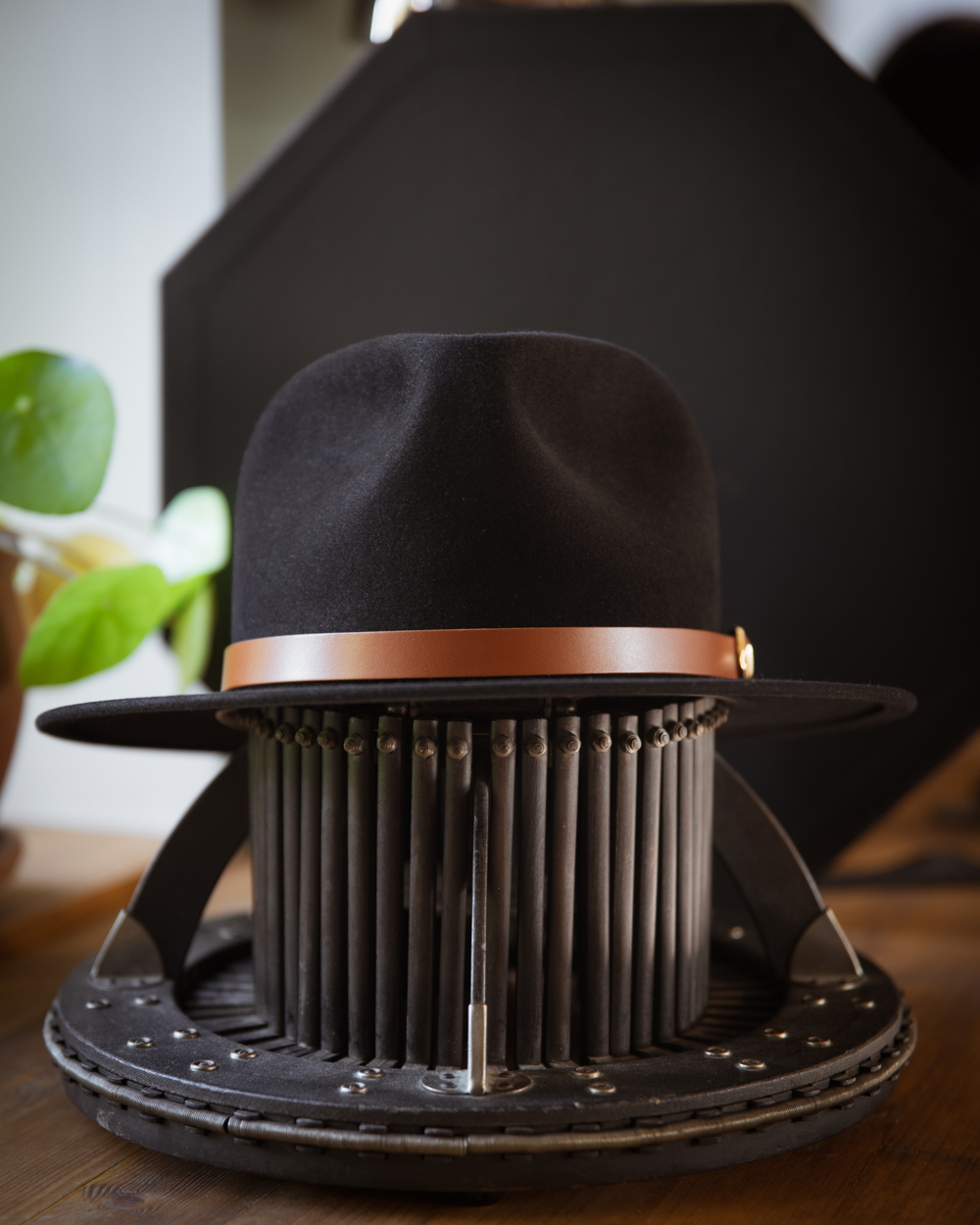 Bespoke Handmade Fedora Leather hat bandBlack
