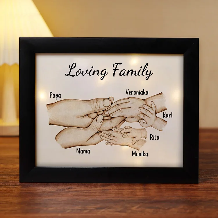 Personalized Family Holding Hands Picture Frames With Light Custom 6 Names Home Decor Gifts