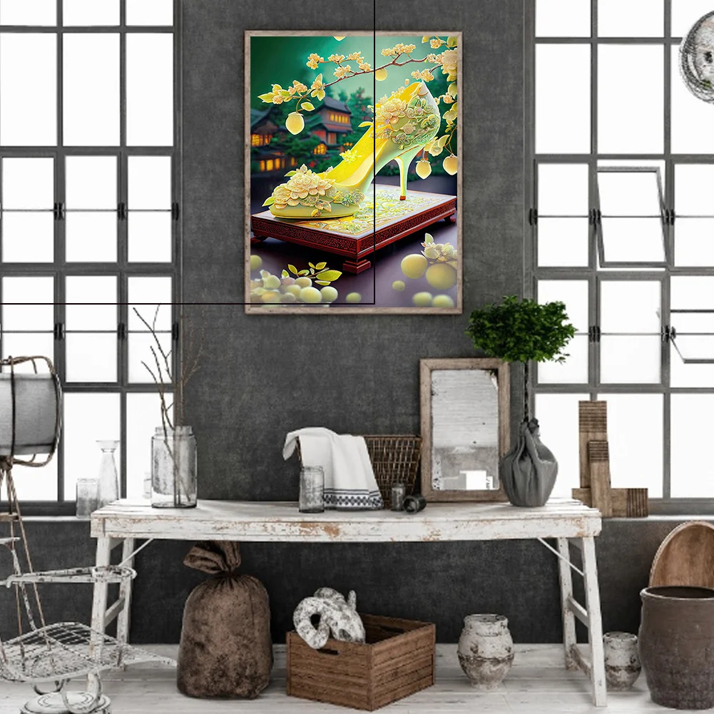 Full Round Diamond Painting 30*40cm - Dreamy Retro High Heels