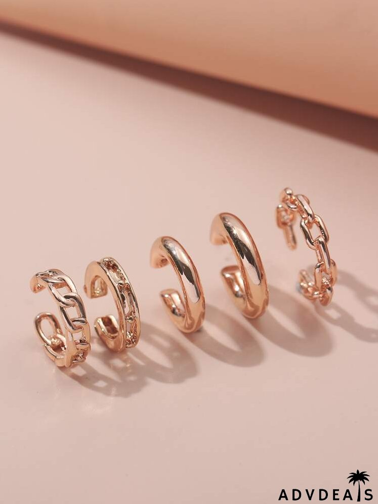 5pcs Chain Design Ear Cuff